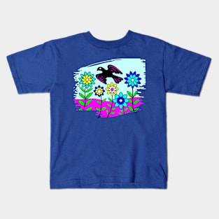 Blackbird Flower Garden Kids T-Shirt